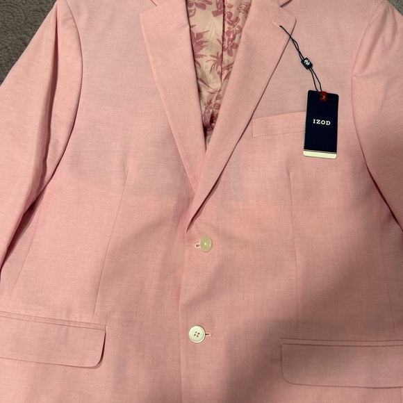 Izod Mens Classic Fit Suit Jacket Blazer Solid Light Pink NEW with Tags Size 44 - Picture 3 of 10